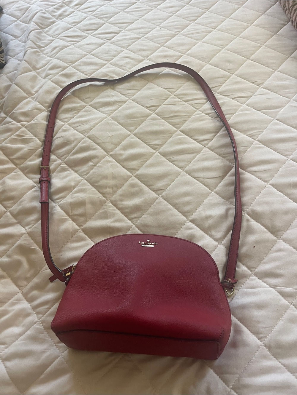 kate spade Burgundy Leather Dome Crossbody Bag - Repair